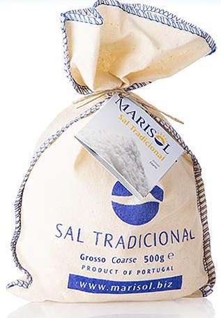 Organic coarse traditional sea salt, 500g jute bag