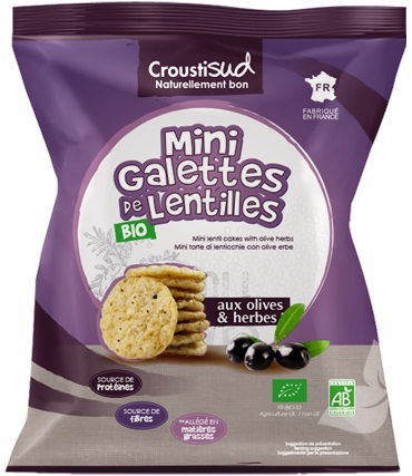 Bolachas de lentilhas com azeitonas 50g - Biológico